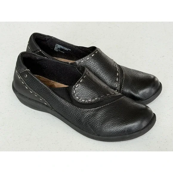 Earth Origins Black Leather Loafers Leona Size 8 M Slip-On Flats Shoes - Picture 10 of 14